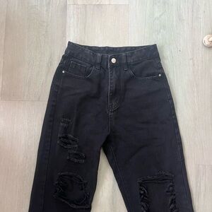 SHEIN Black Distressed Women Jeans